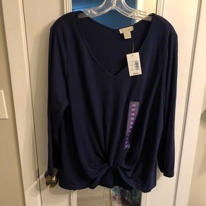 NWT Chenault Long Sleeve Navy top sz XXL, Ribbed